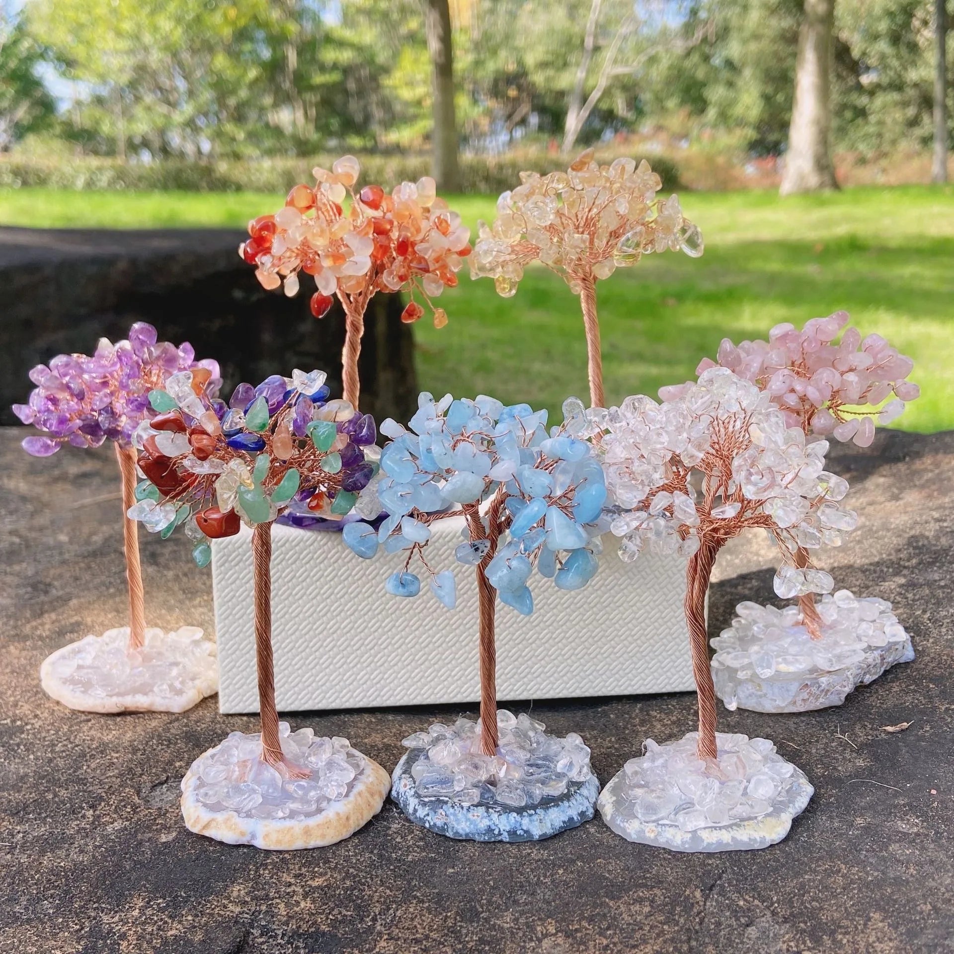 Natural High Quality Healing Crystals and Stones Fortune Tree Rose Quartz Amethyst Crystal Money Tree