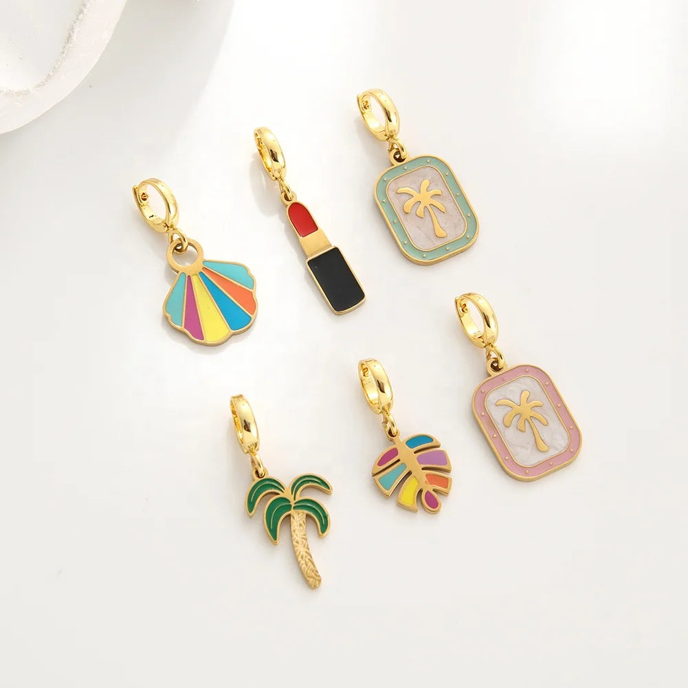 PVD Waterproof Gold-plated Bracelet Necklace Clip Charms  Beach Swimsuit Clip on Pendant Universal Button Charms Accessories