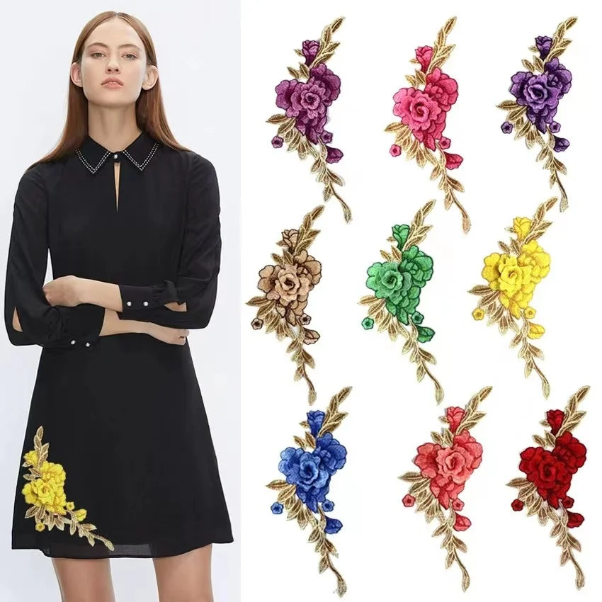 3D Embroidery Flower Patches for Clothing Accessories Hand Nailed Flower Dress Decorative Flowers