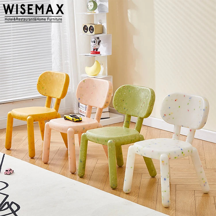 WISEMAX FURNITURE Nordic Living Room Furniture Small Size Light PP Plastic Frame pink Kid Chair Without Arm