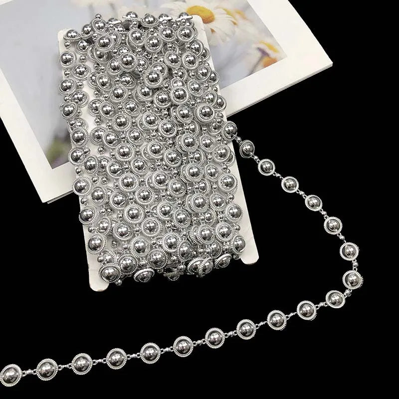 14mm Diy Garment Material Ethnic Lace Ribbon Trimming Stage Dancewear Shoes Home Textile Costume Sewing Beaded Chain Lace Trim
