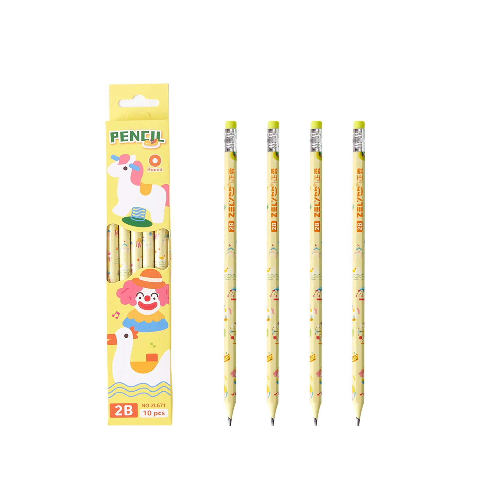Plastic Jumbo Pencil Multi-color Pencil 2B With Eraser Promotion Custom Logo Printed Black Office & School Pencil