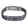 S925 Sterling Silver Jewelry Men's Buddha Word Six Words Truth Hand-woven Vajra and Pestle Bracelet Thai Retro Bracelet