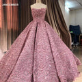 Beautiful Pink Off Shoulder Feather Evening Party Gowns Wedding Dress Jancember 7757