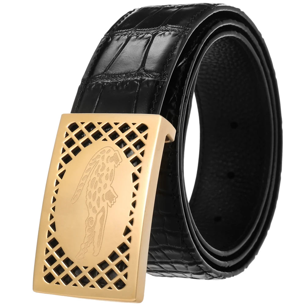 LY38-61511-8 Leisure Belt 3.8CM Stainless Steel Buckle First Layer Cowhide Belt