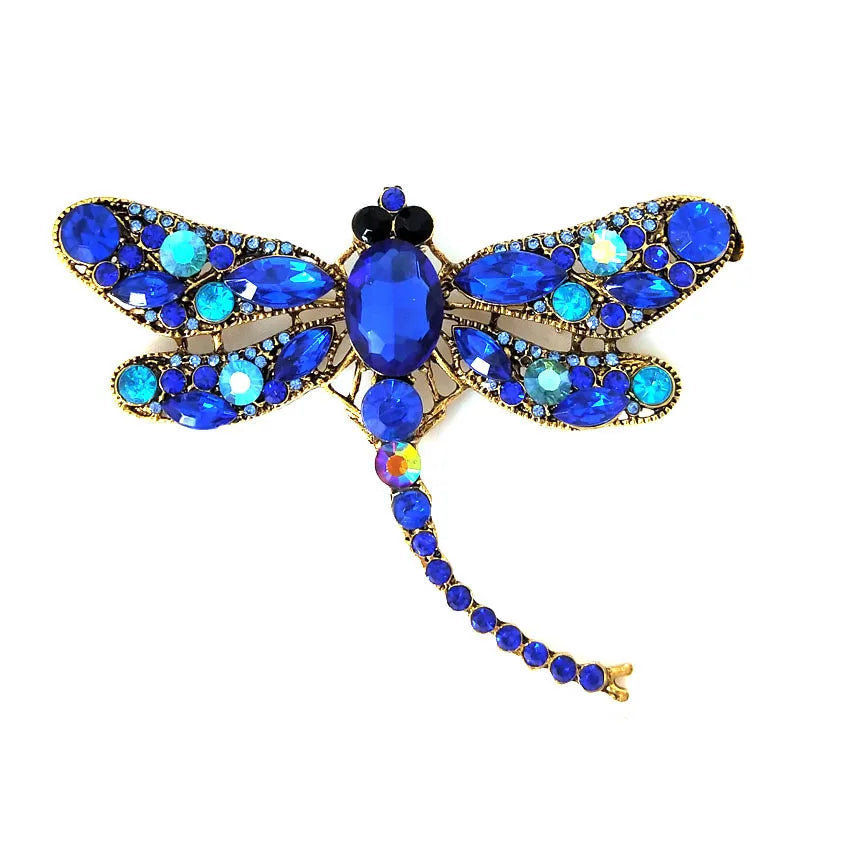 Creative Crystal Rhinestone Dragonfly Brooch Pins Retro Insect Brooch Pin Decorative Alloy Wedding Children's Jewelry Wholesale