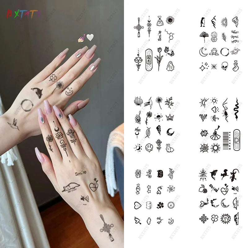 Non-toxic Safe Realistic Tiny Finger Tattoo Waterproof Sweatproof Organic Tato Water Transfer Semi Permanent Tattoo Sticker