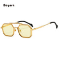 Boyarn Fashion Steampunk Metal Trendy Unisex UV400 Sunglasses 2022 Eyewear in Blue Red Green Square Frame