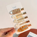 Simple No Bend Hair Clips Leopard Hair Barrettes No Crease Wave Geometric Duckbill Bobby Pins