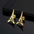 NEWNORTH Custom Name Earrings Stainless Steel Jewelry 18K Gold Plated Personalized Eiffel Tower Name Stud Earrings for Woman