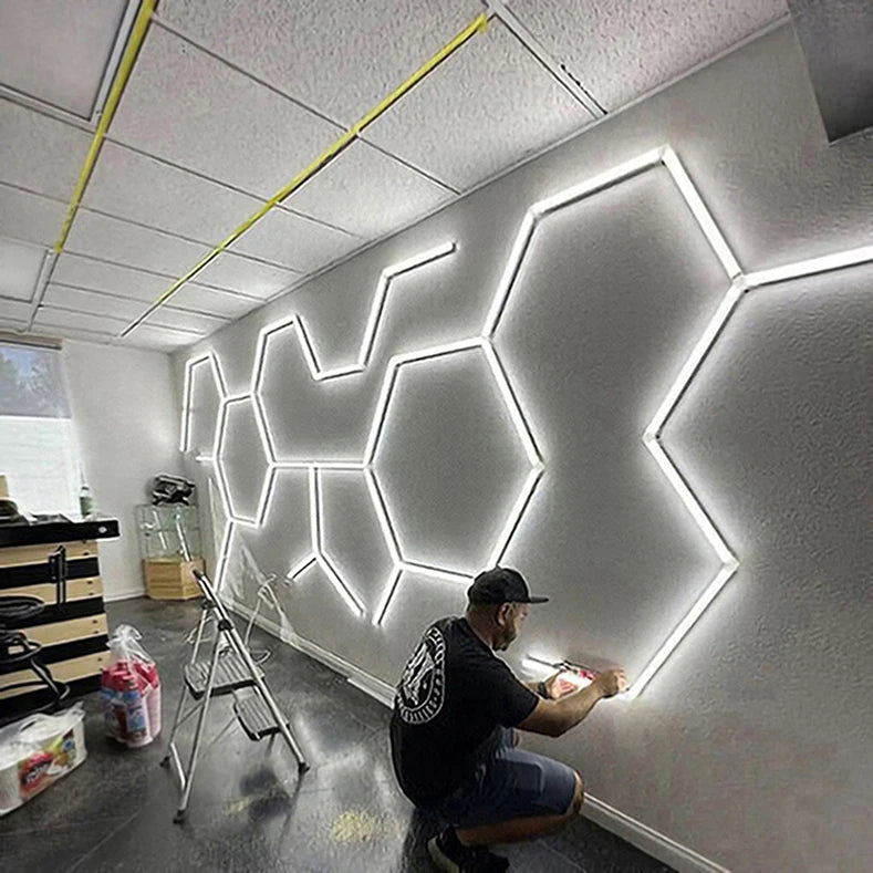 Hexagonal Led Light for Car Showrooms Car Detailing Tuning Workshop Honeycomb Led Light Work Light for Office White AC