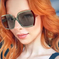 2024 Free Sample Women Fashion Polarized Sunglasses Big Frame Oversized Gradient Color Black White Leopard Transparent Outdoor Sun Glasses 2023