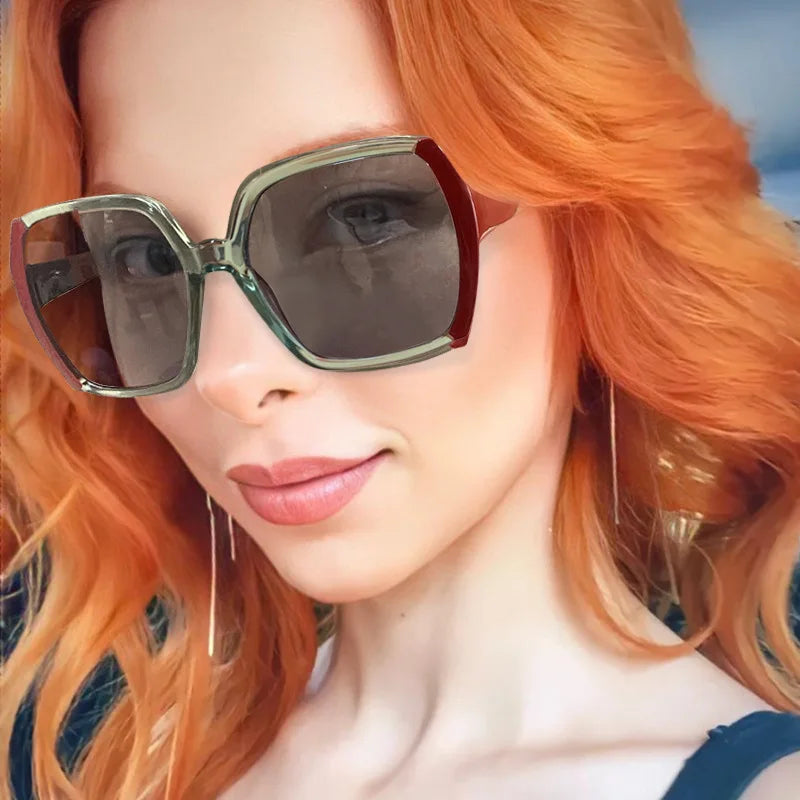 2024 Free Sample Women Fashion Polarized Sunglasses Big Frame Oversized Gradient Color Black White Leopard Transparent Outdoor Sun Glasses 2023
