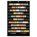 Classroom Heavy-Duty 10-Pocket Hanging Wall Chart Standard Pocket Chart 45x28INCH Black 420D Polyester Office School Supply