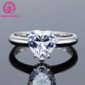 8x8mm Heart Shape Moissanite Diamond Ring Silver 925 with White Gold Plated Fancy 2ct Moissanite Ring for Wedding Engagement
