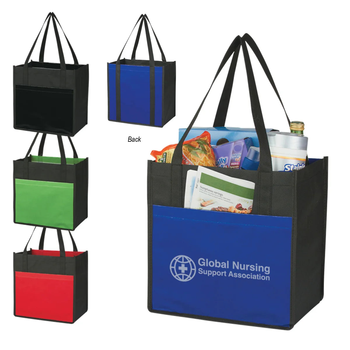 Ruthbag LAMI-COMBO Non-Woven Tote Bag Large Front Pocket Online Shopping Pattern Type Letter