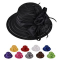 Summer Mesh Satin  Church Hats for Women Foldable  Wedding Party Dress Hat for Ladies