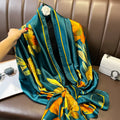 Manufacturers New Flower Printed Custom Women Long Satin 180*85cm Shawls Designer Scarf Luxury Fashion Polyester Foulard Stole