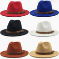 Men Women Vintage Wide Brim Cotton Blend Felt Fedora Hat Sunshade Headwear Panama Hats