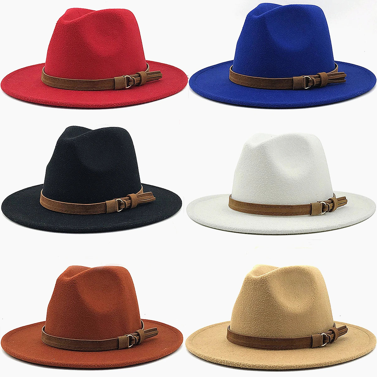 Men Women Vintage Wide Brim Cotton Blend Felt Fedora Hat Sunshade Headwear Panama Hats