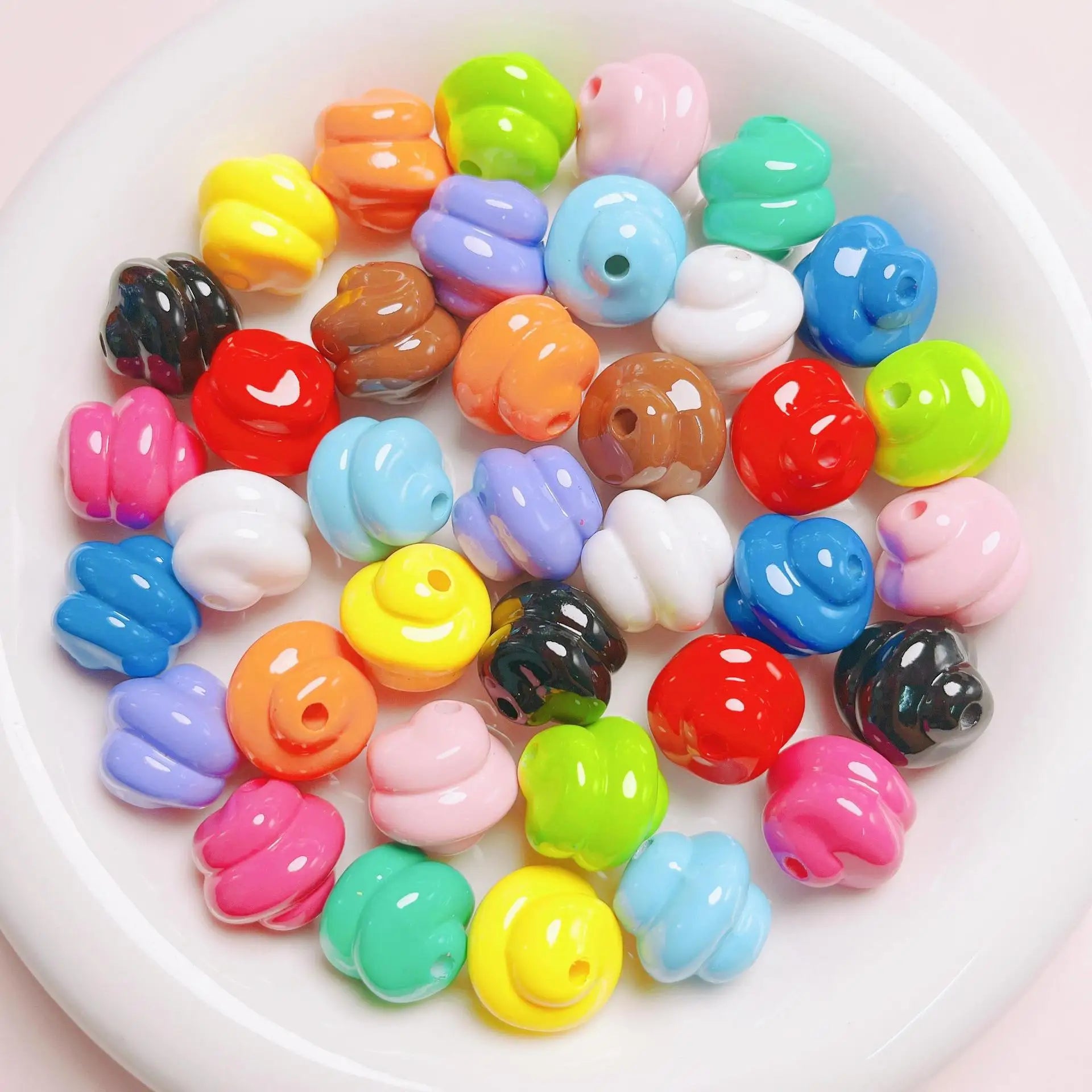 16mm Twisted Beads Colorful Spiral Opaque Acrylic poop Beads Spacer Beads for Jewelry Bracelet for Pens Charms Crafts