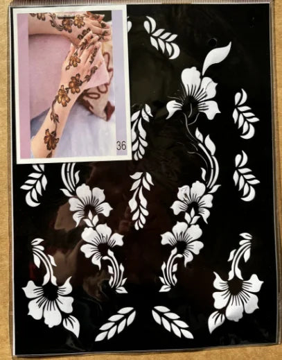 Wholesale Temporary Flower Fingers Feet Hands Pet Film Paper Sticker Stencils Template Nice Packing for Wedding Leisure