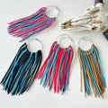Western Cowboy Long Leather Dangle Earrings Exaggerated Color Blocking Thick Tassel Hoop Earrings Wholesale