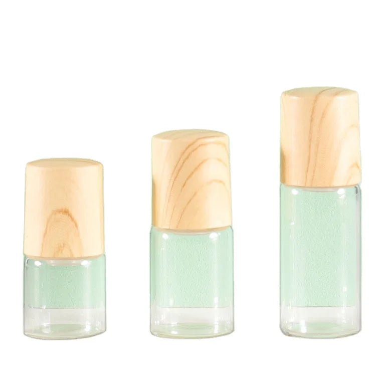 Wooden Lid 1ml 2ml 3ml 5ml Cosmetic Glass Serum Roller Bottles Skincare Essential Oil Glass Roller Bottle