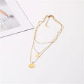 Joolim Jewelry 18K Gold Plated Multi-layer Wafer Pendant Statement Necklace Stainless Steel Jewelry Wholesale