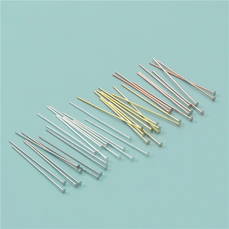 925 Sterling Silver Flat Head Pins Round Head Needle for DIY Earring Pendant Accessories