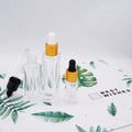 30 ml 1oz clear square Glass Dropper Bottle 10ml with Golden Dropper