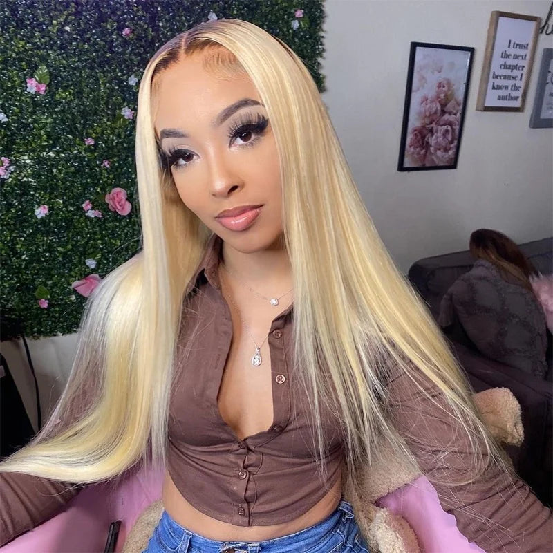 18 20 Inch Cuticle Aligned Human Hair Wigs 360 Full Lace Free Shipping 1b613 Ombre Blonde Straight Glueless Full HD Lace Wigs