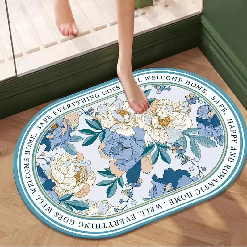 Korean Style Fresh Flower Diatom Mud Absorbent Non-Slip Modern High Pile Quick-Drying Carpet Machine Made