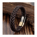 Black Genuine Leather Bracelet Stainless Steel Magnetic Clasp Bangle for Men Jewelry Punk Charm Christmas Gifts Bracelets OT-050