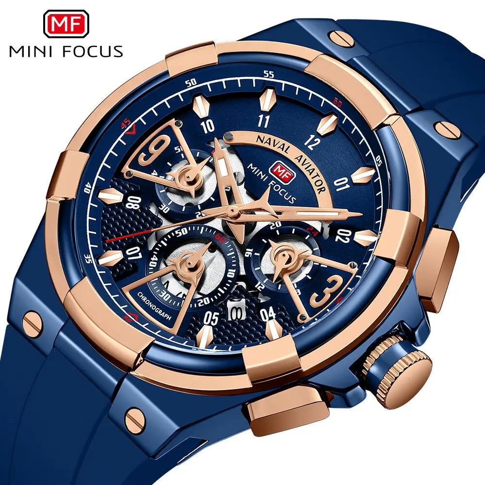 2022 MINI FOCUS 0402 New Quartz Watch for Men Fashion Gift Sport Chronograph Wristwatch Silicone Waterproof Luminous Watches