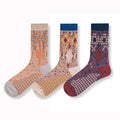 High-end Best Men's Fashion Ethnic Style Crew Socks 176N Knitting Vintage Rhombus Combed Cotton Socks for Man