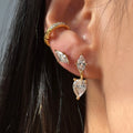 2025 Dazan HOT 18k Gold Plated Unique Hypoallergenic Stainless Steel 5A Zircon Daily Dainty Separation Design Earrings Women
