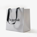 Custom Made Ribbon Handles White Shopping Bags for Cosmetics Packaging Paper Bag