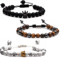 MIENTER  Designer Charms for Diy Bracelet Designer Jewelry Matte Tiger Eye Howlite Stone  Mens Crown Beads for Bracelets Making