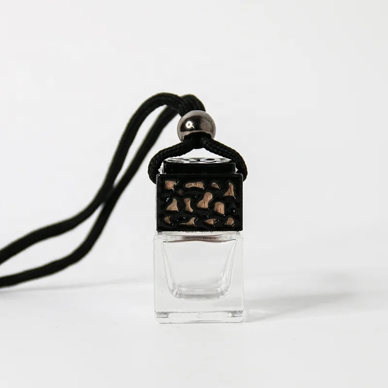 Luxury Design 10ml Empty Square Shape Car Perfume Bottle Top Hanging Car Air Freshener for Essential Oils Fragrance Diffuser