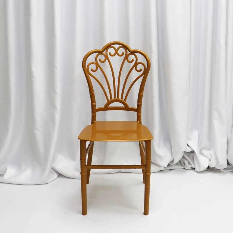 Wholesale Modern Gold High-Temperature Painted PP Stackable Plastic Wedding Dining Chairs Indoor Outdoor Use Restaurants Hotels