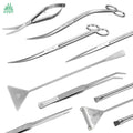 Stainless Steel Fish Tank Maintenance Tool Leveler Algae Scraper Algae Brush Scissors Tweezers Spatula for Aquarium Landscaping