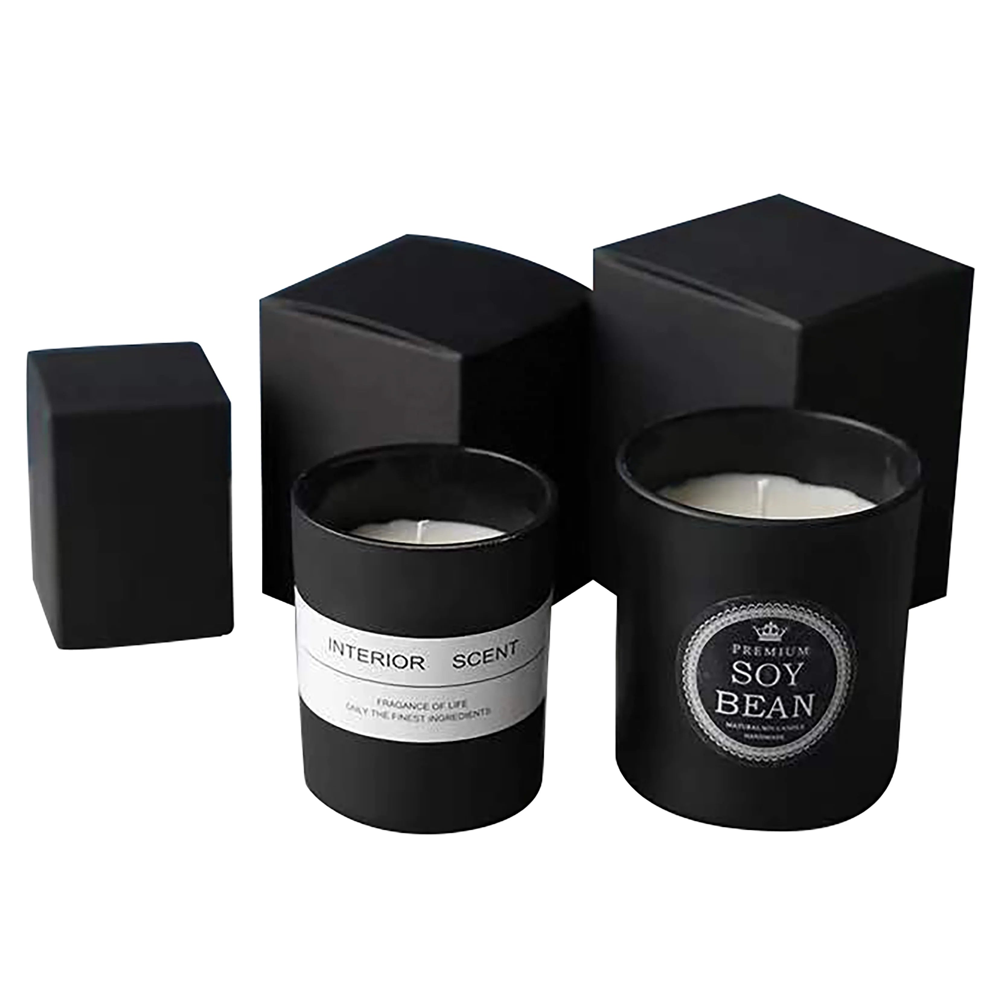 Various Sizes Custom Logo Frosted Matte Black Glass Cylinder Candle Jars with Wooden Lids for Candle Making Handmade Christmas