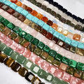 Wholesale Polish Flat Square Shape Gemstone Beads Strand Aventurine Multi Agate for DIY Jewelry Making 12mm Length 38cm 15"