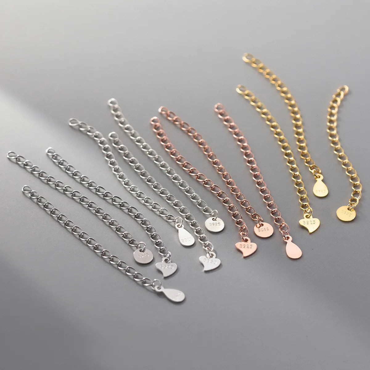 DIY S925 Sterling Silver Jewelry Findings Necklace Extender Chain With Tags Lobster Clasp Bracelet Extended Tail Chain