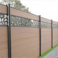 Modern Design WPC Fence Horizontal Yard Privacy Slat Fence Panels Outdoor Garden Fence With Aluminum Metal Column