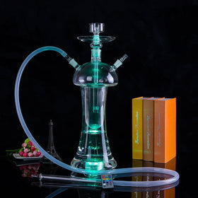 All Glass Material 57CM Height Premium Luxury Glass Transparent Gravity Hookah With Led Light