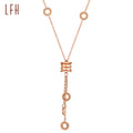Minimalist Waist Tassel Roman Numeral 18k Pure Gold Necklace Women's Collarbone Chain Oro 18k Original Real Gold Jewelri
