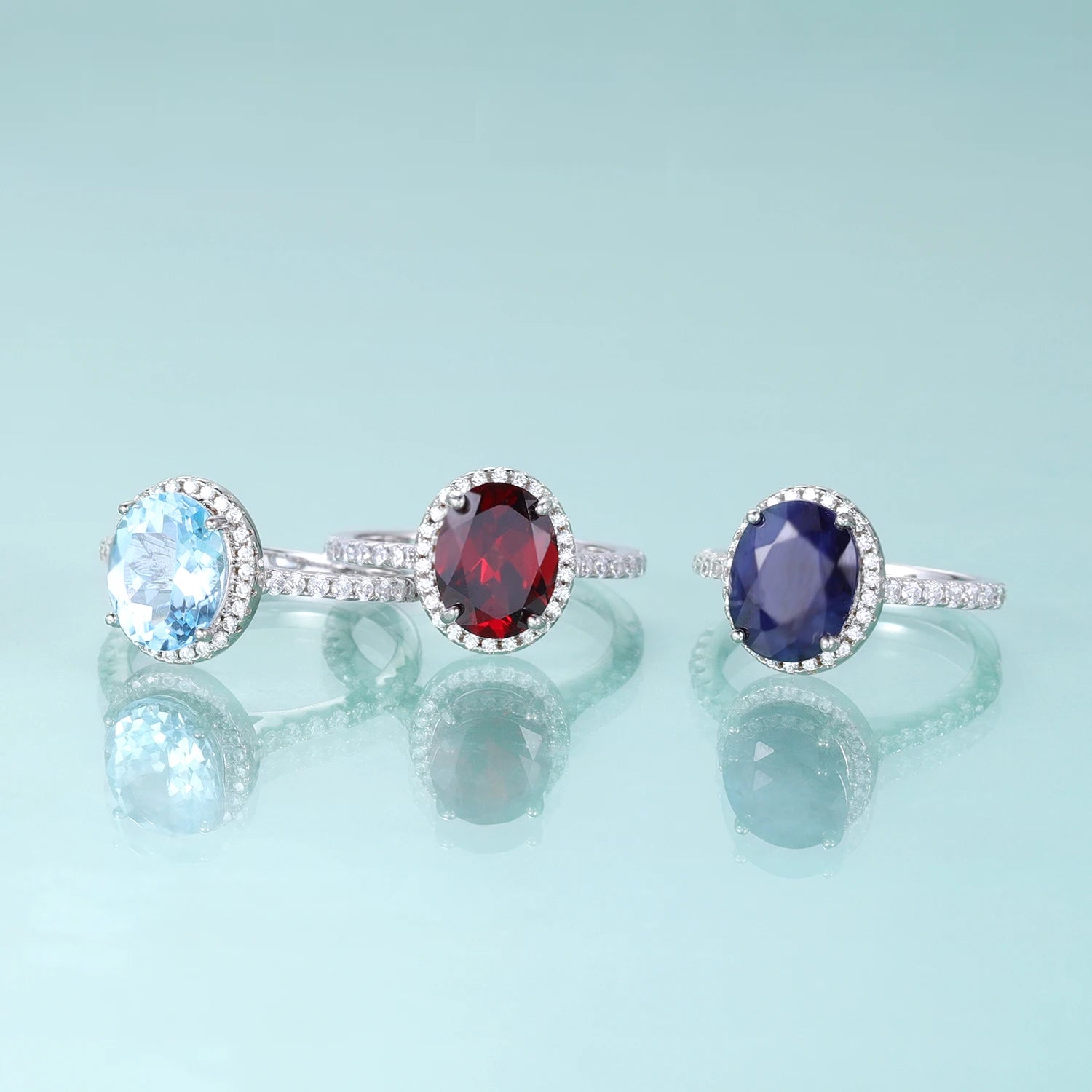 KH082 Abiding Jewelry Factory Oval Cut 6x8mm Gemstone Wholesale Rings Lot Women 925 Sterling Silver Engagement Ring