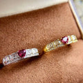 Factory Supply 925 Sterling Silver Natural Garnet Fine Heart Cut 4MM 18k Gold Fashion Women Rings Wholesale